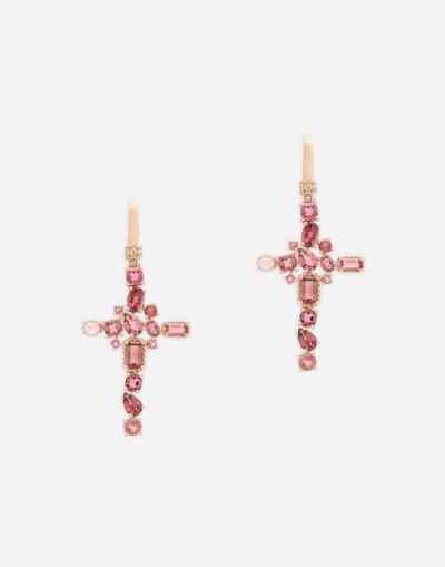 Dolce & Gabbana Anna Earrings In Red Gold 18kt With Pink Tourmalines