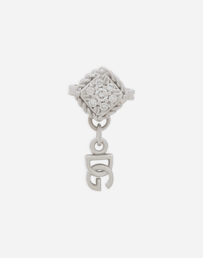 Dolce & Gabbana Single Earring In White Gold 18kt With Diamonds Pavé