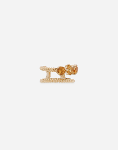 Dolce & Gabbana Single Earring Double Earcuff In Yellow Gold 18k With Citrines