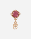 DOLCE & GABBANA SINGLE EARRING IN YELLOW GOLD 18KT WITH PINK TOUMALINE