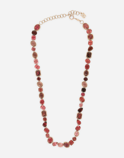 Dolce & Gabbana Anna Necklace In Red Gold 18kt With Toumalines