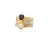 ANNA BECK - HYPERSTHENE, PYRITE, AND PEARL FAUX STACKING RING
