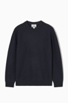 Cos Boiled-wool Crew-neck Sweater In Blue
