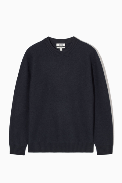 Cos Boiled-wool Crew-neck Sweater In Blue