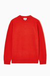Cos Boiled-wool Crew-neck Sweater In Red