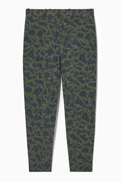 Cos Animal-jacquard Trousers - Straight In Green