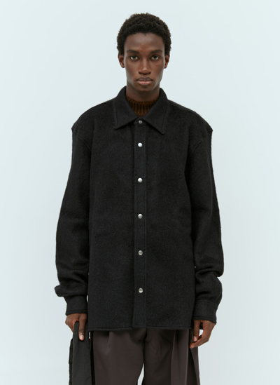 Jil Sander Long Sleeve Wool Shirt In Black