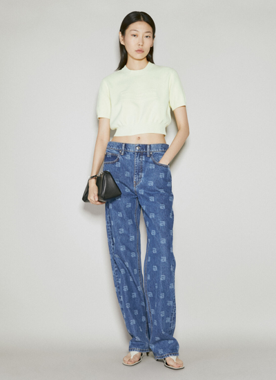 Alexander Wang Logo-print Straight-leg Jeans In Deep Blue