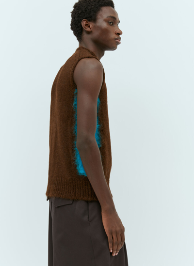 Jil Sander Contrast Sides Wool Gilet In Brown