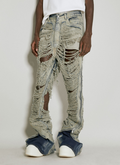 Rick Owens Bolan Distressed Jeans In Grey