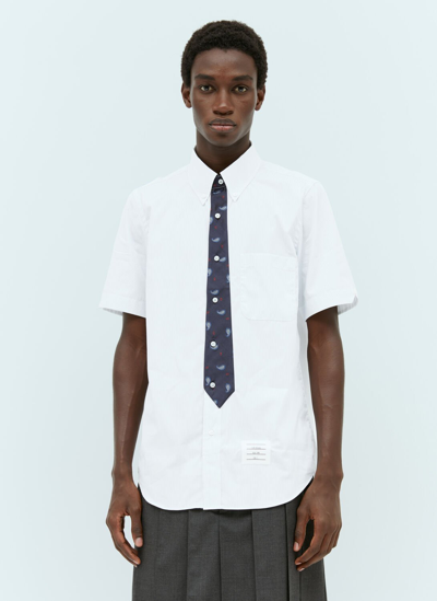 Thom Browne Short-sleeve Cotton Shirt In Blue