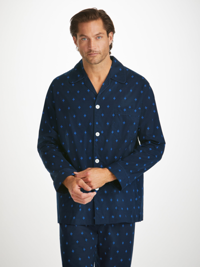 Derek Rose Men's Classic Fit Pyjamas Nelson 98 Cotton Batiste Navy