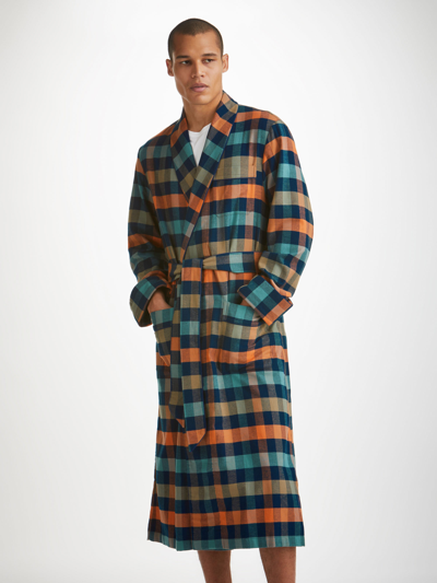 Derek Rose Men's Dressing Gown Kelburn 40 Brushed Cotton Multi