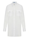 Prada Embellished Long-sleeved Buttoned Shirt In White