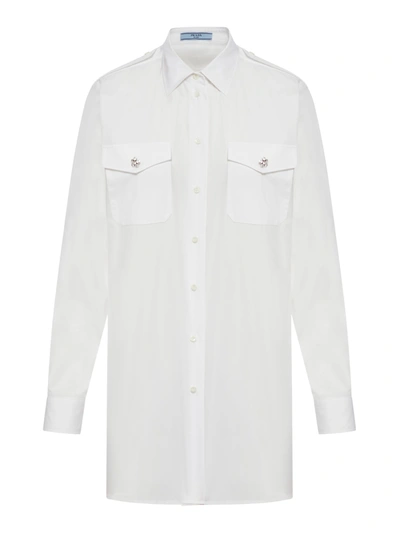 Prada Shirt With Jewel Buttons In White