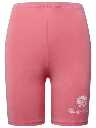 Sporty And Rich Sporty & Rich Logo Printed Elasticated Waistband Shorts In Pink