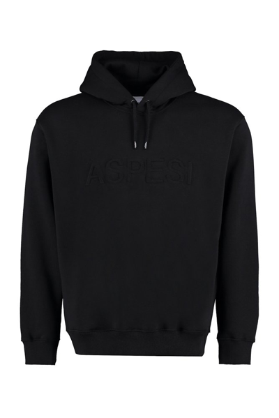 Aspesi Logo-embossed Drawstring Hoodie In Black