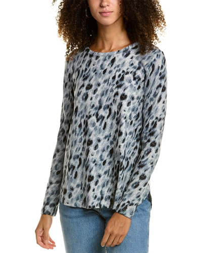 Joan Vass High-low Hem Animal Print Sweater In Grey