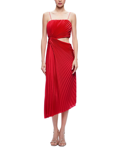 Alice And Olivia Women's Fayeth Pleated Cut-out Midi-dress In Red