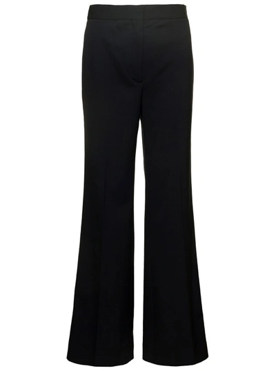STELLA MCCARTNEY BLACK FLARE PANTS WITH CONCEALED CLOSURE IN STRETCH WOOL