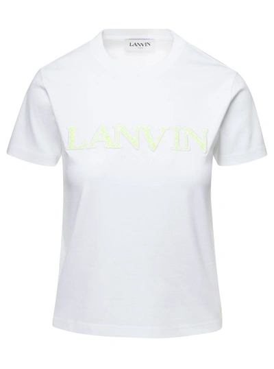 Lanvin White Classic Fit T-shirt With Printed Logo In Cotton