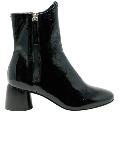 Halmanera Patent Leather Plum Ankle Boots In Black