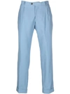 REVERES 1949 STRAIGHT LEG TAILORED TROUSERS WITH PRESSED CREASE IN LIGHT-BLUE VISCOSE
