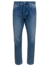 Icon Denim Blue Five Pocket Jeans With Logo Patch On The Back In Blue