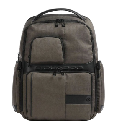 Piquadro Green Recycled Polyester 15" Laptop Backpack In Grey
