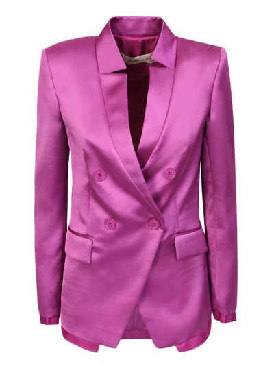 Blanca Vita Garry Satin Double-breasted Blazer In Purple