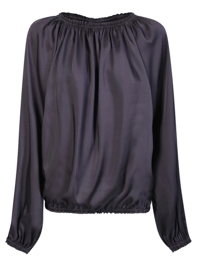 Blanca Vita Baobab Satin Blouse In Lead Grey