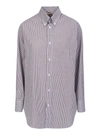 Blanca Vita Striped Oversized Shirt In Grey