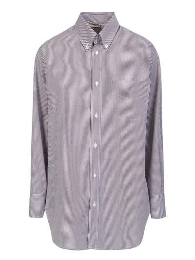 Blanca Vita Striped Oversized Shirt In Grey