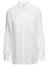 BURBERRY WHITE OVERSIZED SHIRT WITH ALL-OVER EMBROIDERY PRINT IN 'MULBERRY' SILK