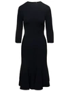 Stella Mccartney Black Midi Knit Dress With Flare Skirt In Viscose Blend Woman In Black