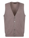 Dell'oglio V-neck Merino Wool Vest In Brown