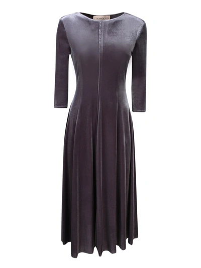 Blanca Vita Adonis Velvet Midi Dress In Grey