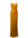 Victoria Beckham Maxi Orange Slip Dress In Fluid Acetate Blend Woman