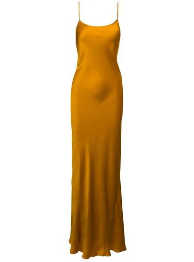 Victoria Beckham Maxi Orange Slip Dress In Fluid Acetate Blend Woman