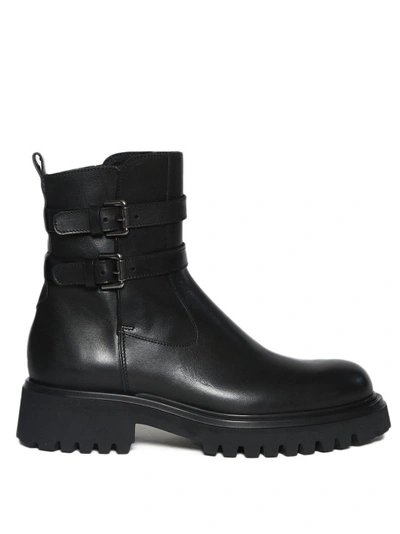 Guglielmo Rotta Black Leather Ankle Boot