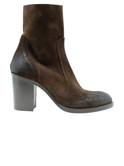 Elena Iachi Suede Leather Ankle Boots In Brown