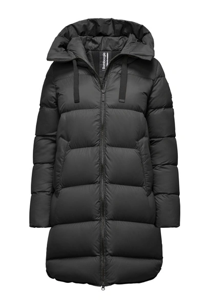 Bomboogie Long A-line Down Jacket With Hood In Black
