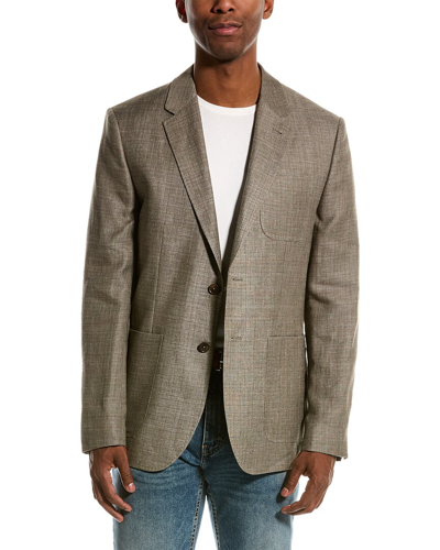 Ted Baker Mens Dk-green Taylorj Slim-fit Single-breasted Linen And Wool-blend Suit Jacket
