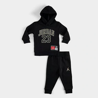 Nike Babies' Jordan Infant Jersey Pack Hoodie And Jogger Pants Set In Black/gold
