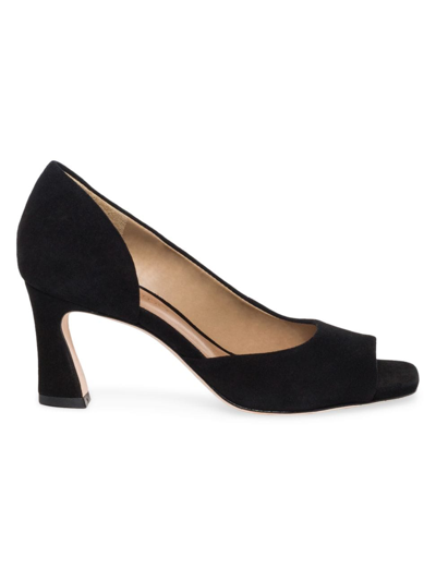 Bernardo Women's Nieve Suede Peep Toe Pumps In Black Kid Suede