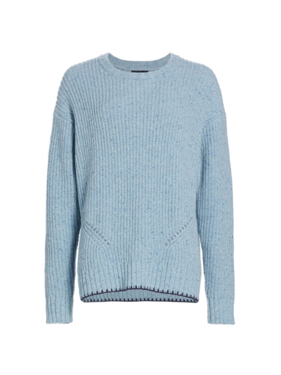 Atm Anthony Thomas Melillo Heather Merino Wool-blend Crewneck Sweater In Heather Denim Blue