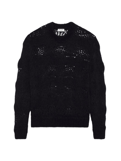 Saint Laurent Pullover Mit Lochstrickmuster In Noir