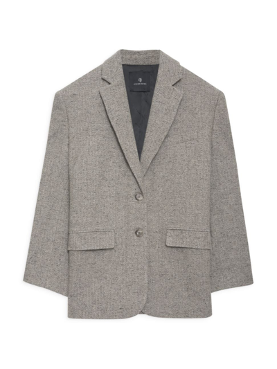 Anine Bing Quinn Blazer In Tan Herringbone