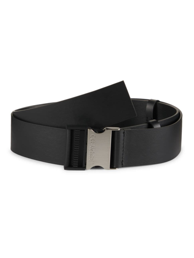 Off-white Off Tuc Logo-engraved Leather Belt In Black