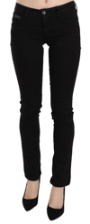 COSTUME NATIONAL BLACK SEQUINED MID WAIST SLIM FIT DENIM JEANS